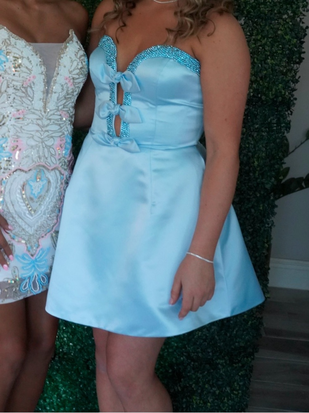 Light Blue Satin A-Line Skirt for Women